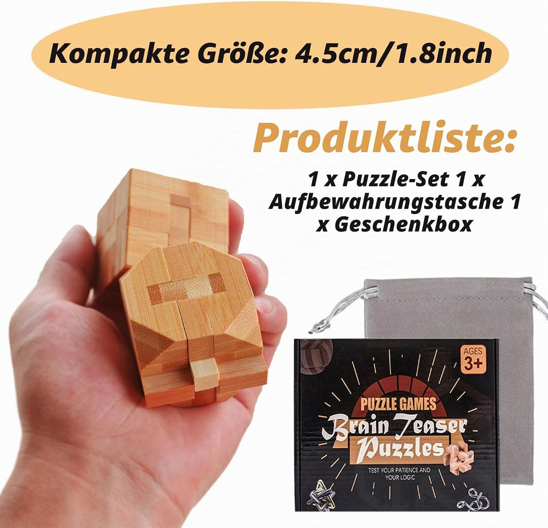 Holzsammlung 12 Stück Knobelspiele Holz, Geschicklichkeitsspiel Holz, Logikspiele IQ Spiele Geduldsp