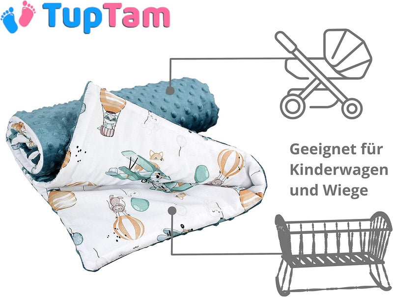 TupTam 2er Set Baby Decken Einschlagdecke 85x85 cm für Autositz Babyschale Babydecke Wiegendecke Min