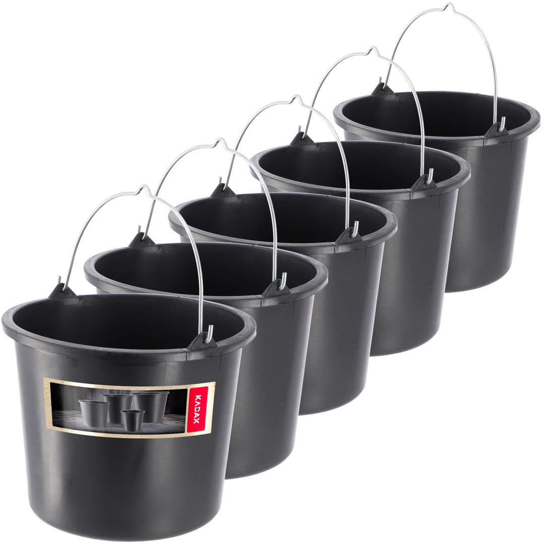 KADAX Baueimer aus Kunststoff, 5l, Mörteleimer für Garten, Baustelle, Eimer mit Griff, Wassereimer,