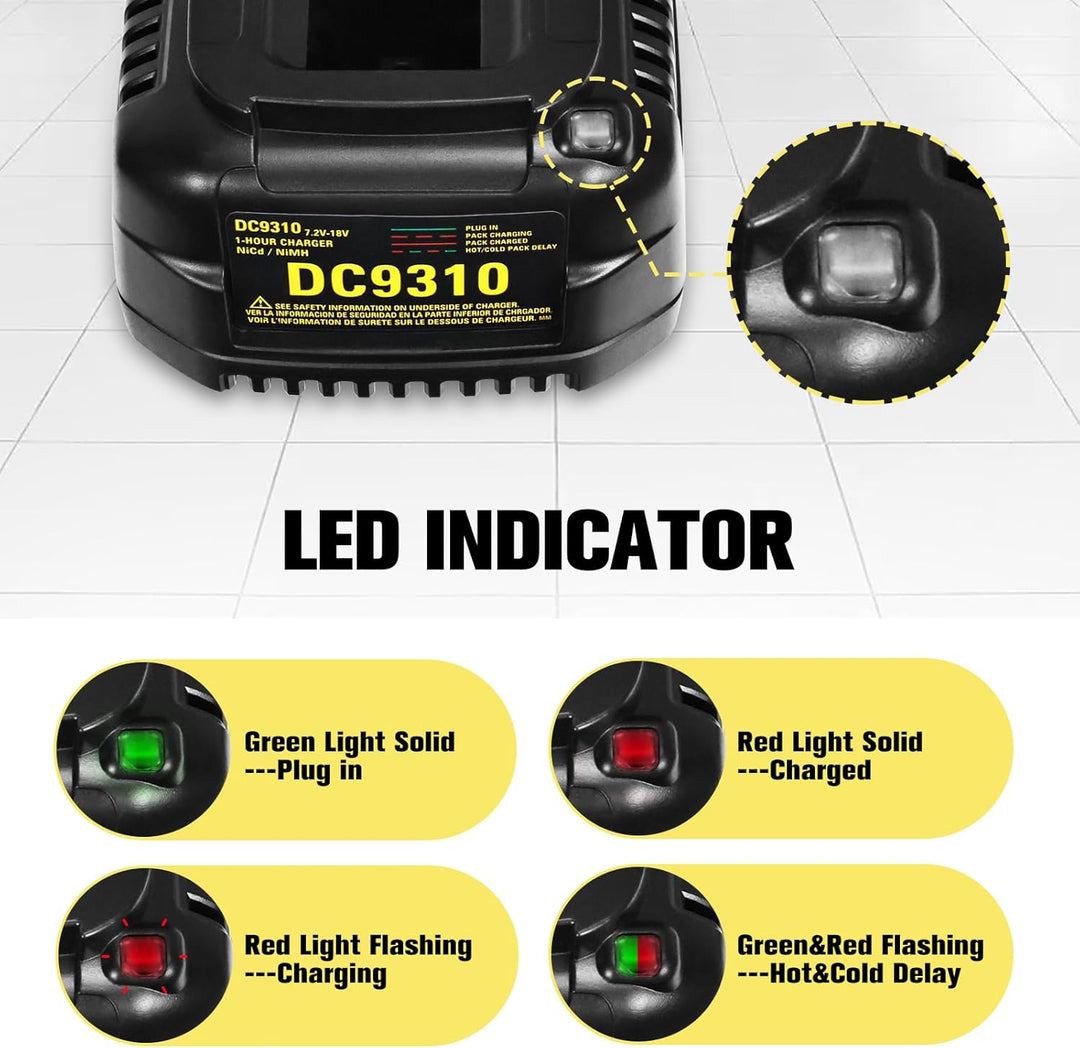 Akku-Schnellladegerät/Akkuladegerät Für Dewalt DC9310 Ladegerät 7.2V-18V NI-CD NI-MH DW9057 DC9071 D