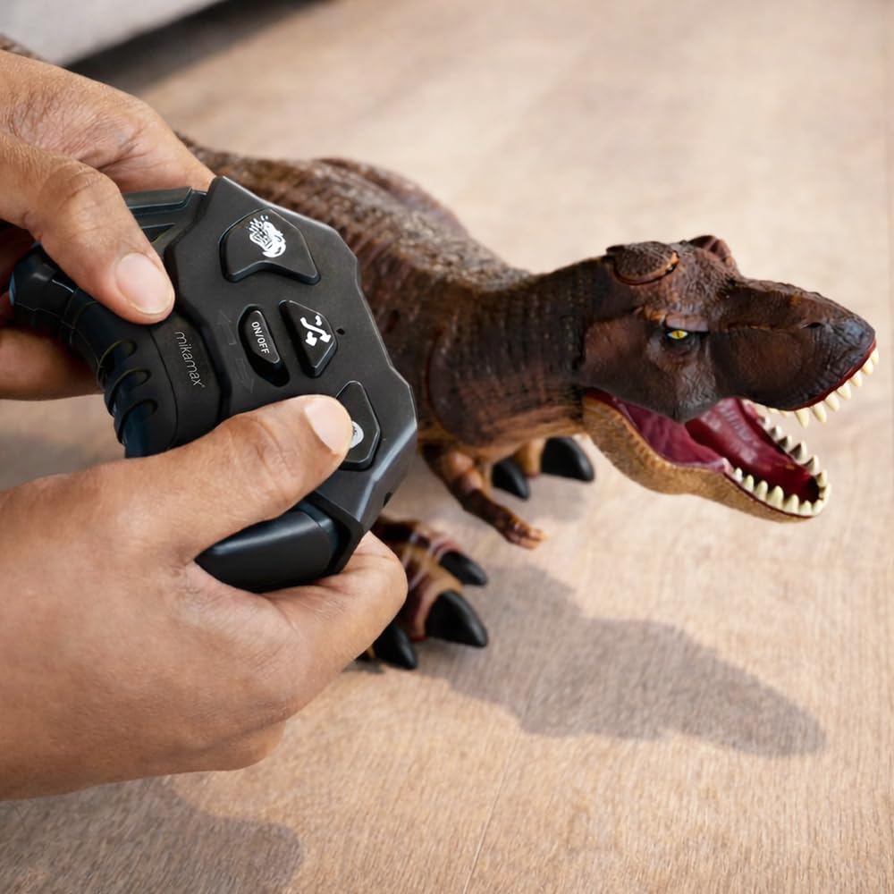 mikamax RC T-Rex Dinosaurier - Dampfatmung Effekt - Ferngesteuerter Laufender Dino - Licht & Sound -