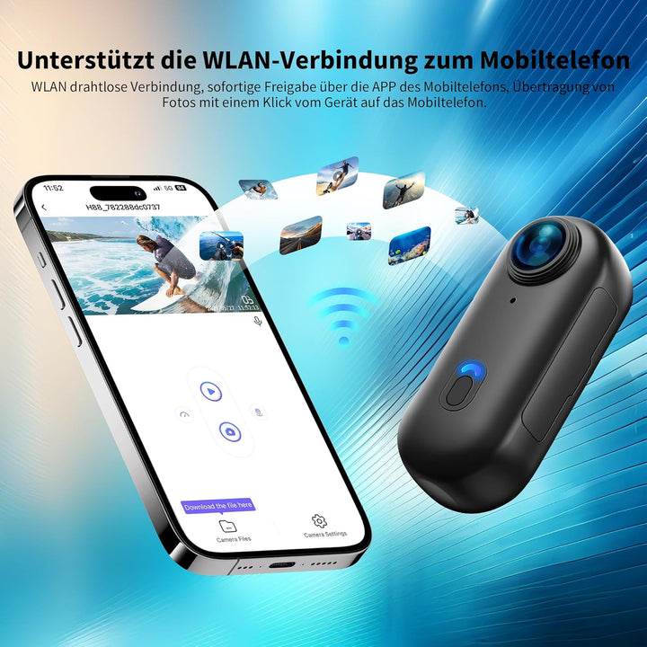 Action Cam 4K WiFi, Bodycam Mini Körperkamera, Helmkamera Motorrad, Sportkamera Wasserdicht bis 30M,