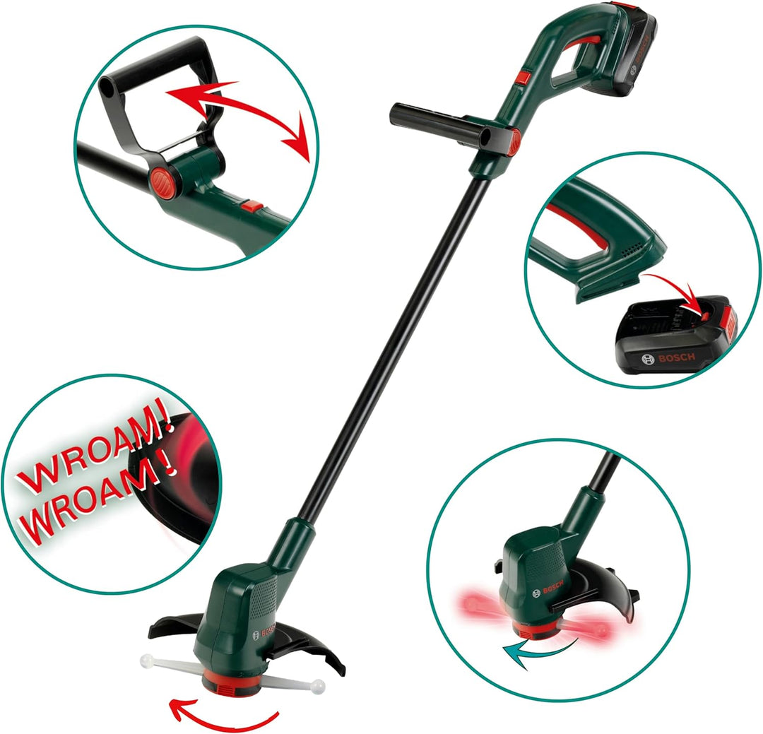 Theo Klein 2774 Bosch Rasentrimmer Easy Cut Kindgerechtes Spielzeug mit Sound- und Lichtfunktion Bat