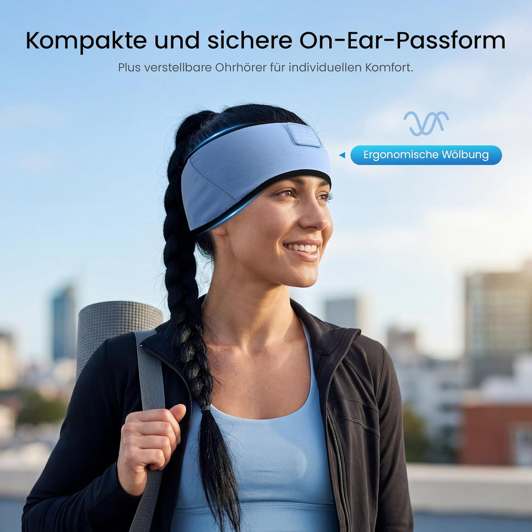 LC-dolida Schlafkopfhörer Bluetooth Stirnband Kopfhörer, Ultraweiche Bambus-Baumwoll Schlafkopfhörer