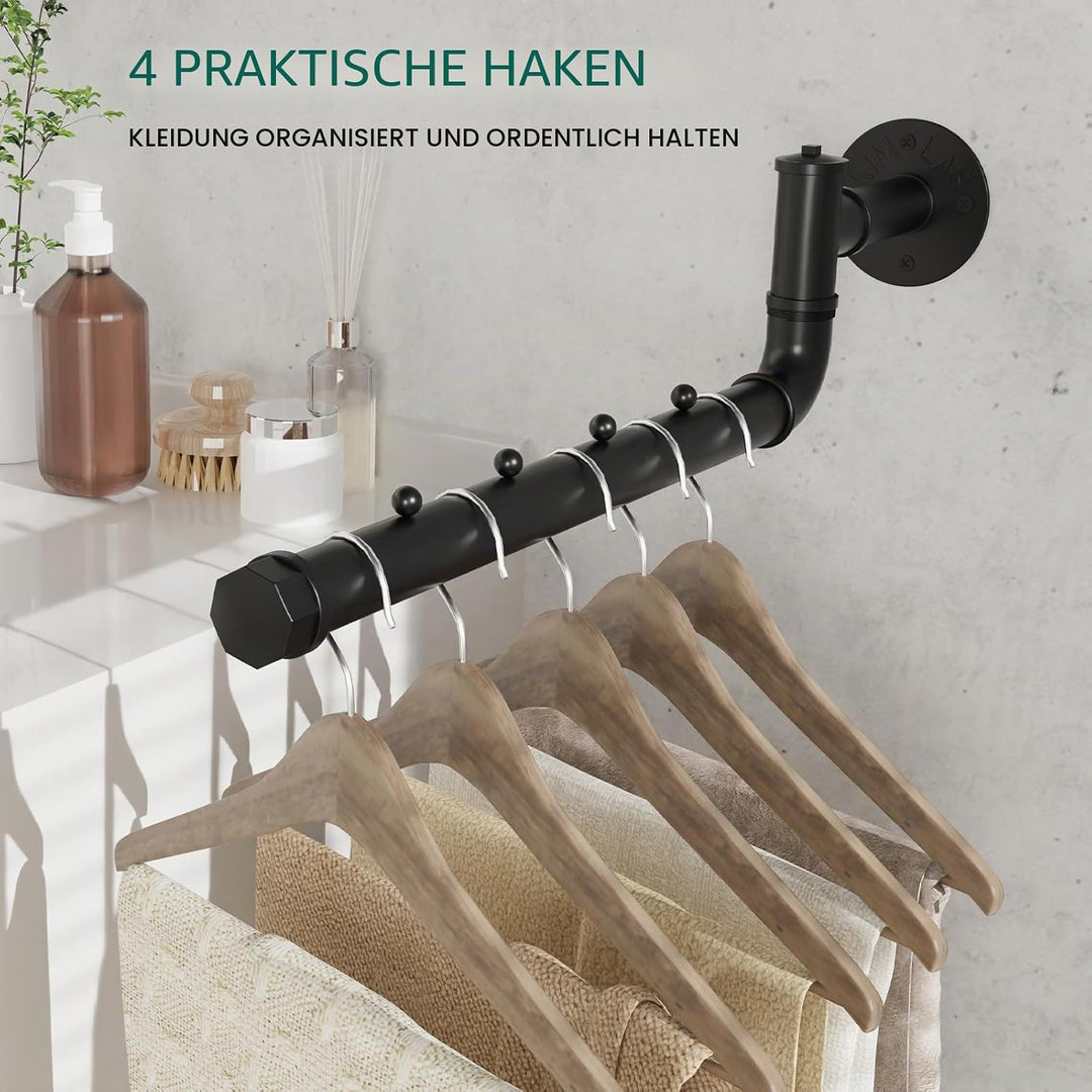 OUTBROS Handtuchhalter Industrial, 40cm Kleiderständer Wandmontage, Schwenkstangen Wandgarderobe, 18