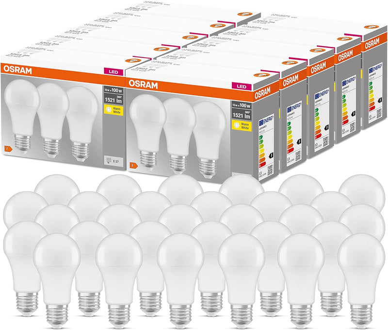 OSRAM LED Base Classic A, in Kolbenform mit E27-Sockel, Nicht Dimmbar, Ersetzt 100 Watt, Matt, Warmw