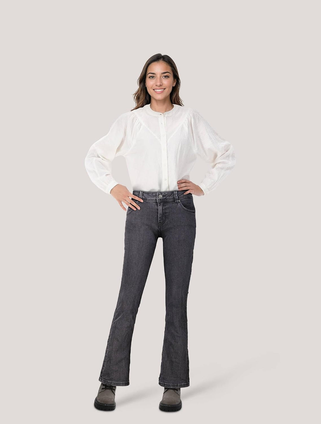 Buena Vista Damen Jeans MALIBU-ZIP BOOTCUT STRETCH DENIM black (85), L