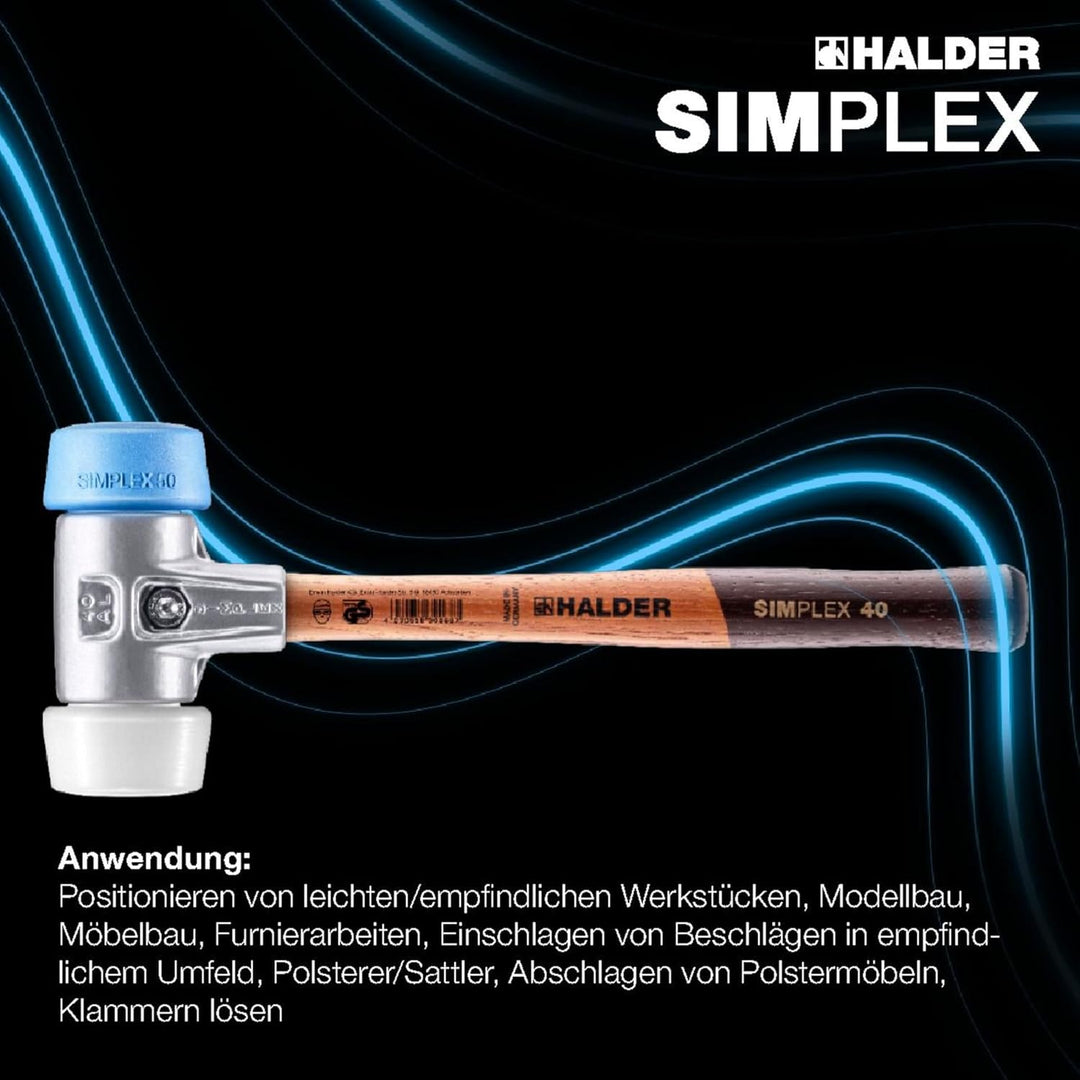 HALDER - Plusbox Schreinerarbeiten, SIMPLEX-Schonhammer, TPE-soft/Superplastik plus Konturenlehre |