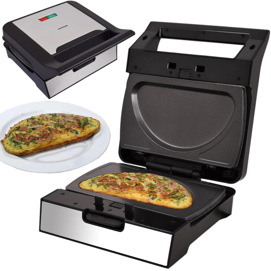 Syntrox Omelette Maker mit Wechselplatten, Edelstahl, schnelles Aufheizen, Antihaftbeschichtet, vers