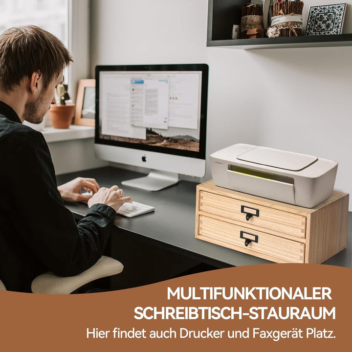 KIRIGEN Bürokommode aus Holz mit 2 Schubladen, flache Ausführung – Desktop-Dateiorganisation für Mas