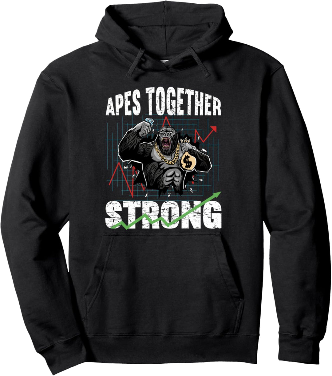 Apes Together Strong Hands Street Bets HODL Gorilla Pullover Hoodie