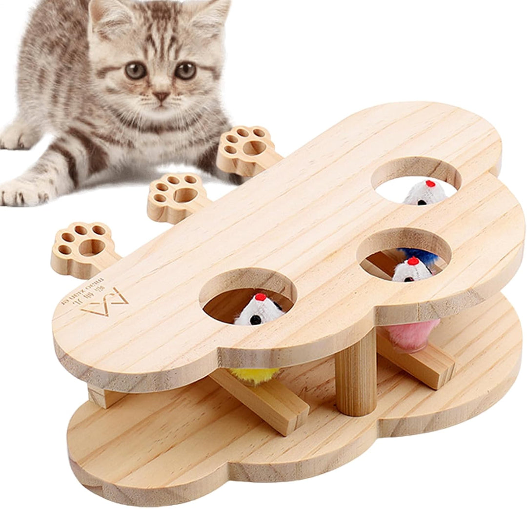 Generisch Cat Scratching Mole Whack Toy, Wooden Game Scratcher Board, 11.02x8.27 Inches Interactive