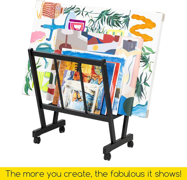 MEEDEN Holz-Druckregal, Künstler-Aufbewahrungs- und Ausstellungsregal, Kunst-Trockenregal mit Rollen