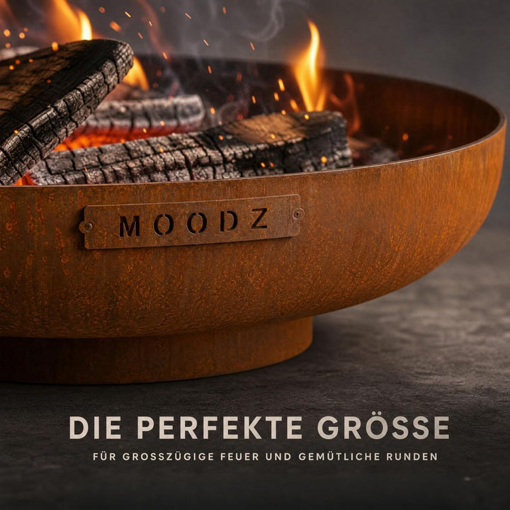 Moodz Feuerschale 120 cm - Feuerschalen für den Garten - Feuerstelle Outdoor &amp; Feuertonne - Feuersch
