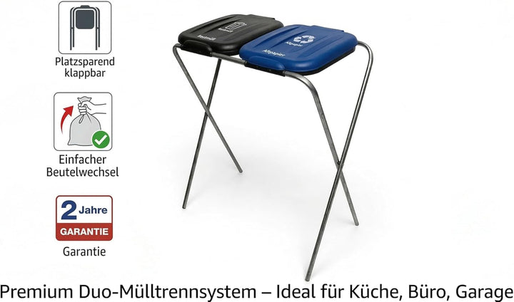 Müllsackständer 120 l, Müllsackhalter, Ständer für Müllsäcke, Abfalltrenner Müllbeutelhalter rostfre