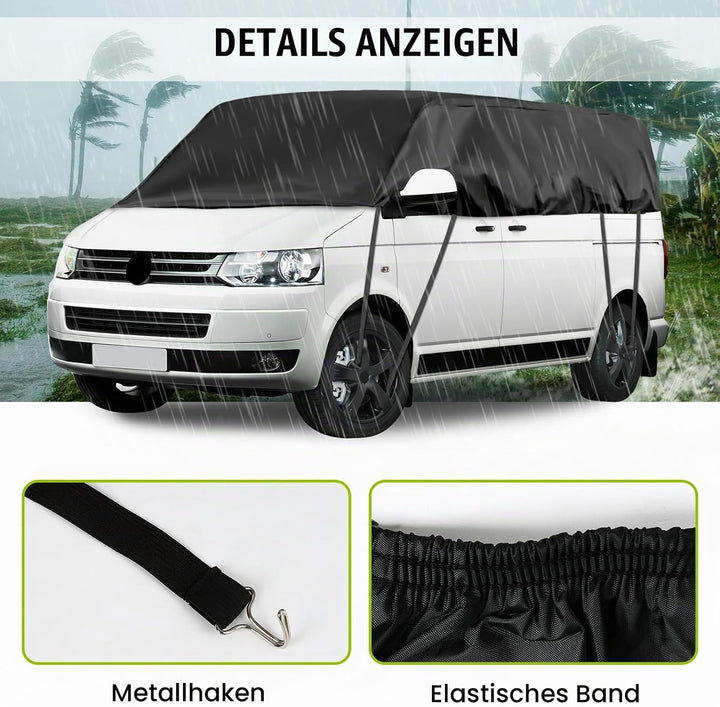 Autoabdeckung Wasserdicht Ersatz für VW T5 T6 LWB, Sonnenfest Hälfte Autoabdeckung, Halbgarage UV Be