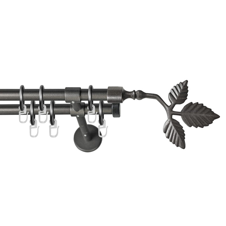 Garesa Gardinenstange Rustika Ø 16mm, 2-läufig, Graphite I Rustikale Vorhangstange aus Metall inkl.