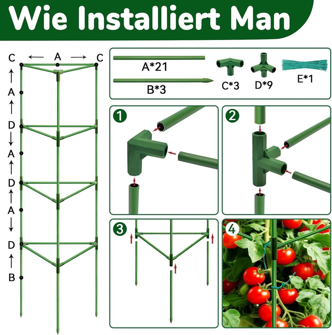 ZeeDix Tomaten Rankhilfe 6 Stück,165cm Stabile Pflanzen Rankhilfe | Höhenverstellbare Rankhilfe für