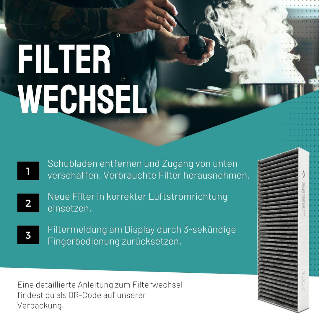 D&D Living® Aktivkohlefilter für Bora Basic BAKFS Umluft Filter | Aktivkohlefilterset (2 Stück Kohle