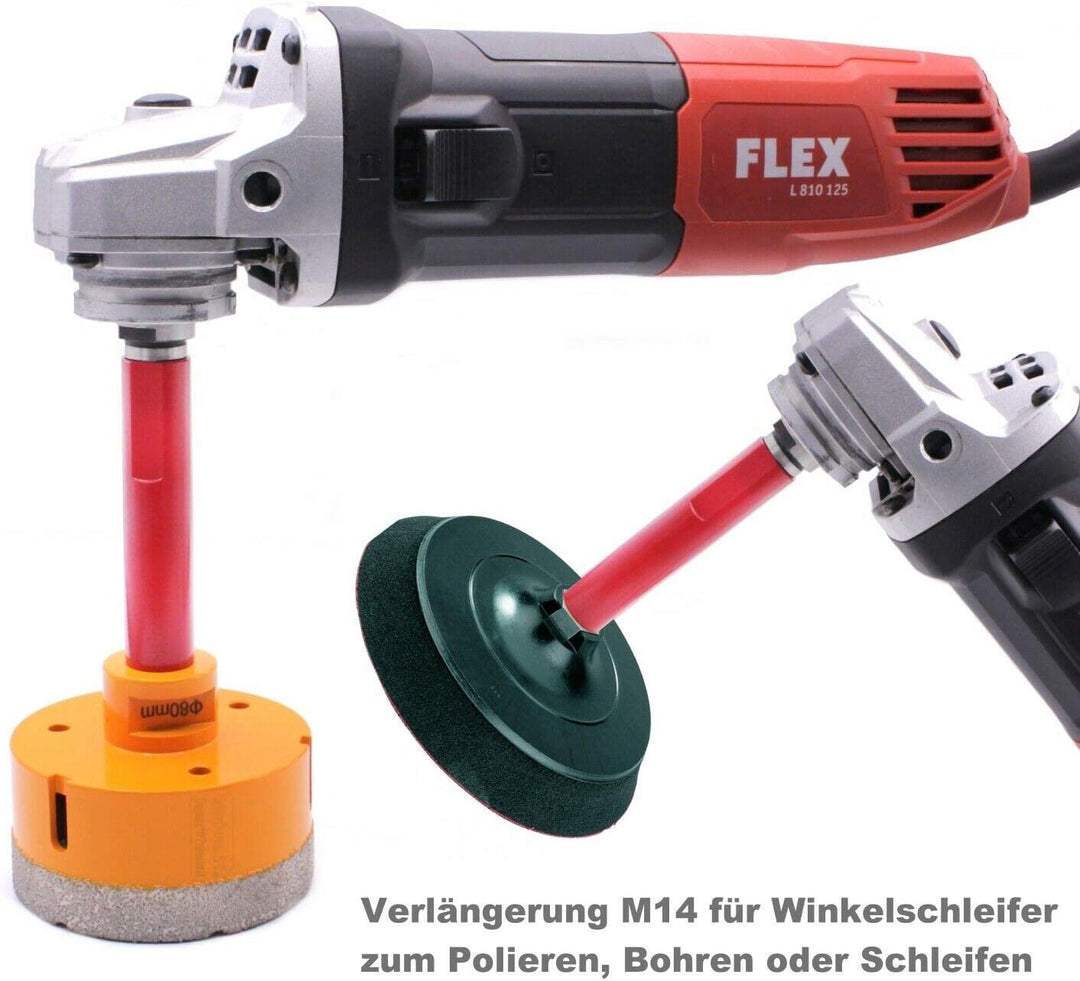 M14 Verlängerung SET 50mm, 80mm, 120mm für Winkelschleifer Poliermaschine Diamantbohrer Schleiftelle