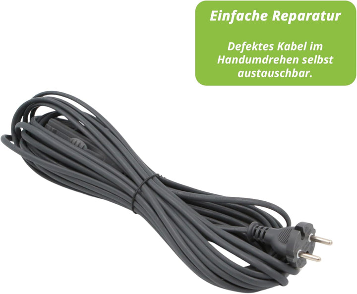 Kabel Stromkabel für Vorwerk Kobold 150 Staubsauger passend Länge 10m Dunkelgrau Für Vk150, Für Vk15