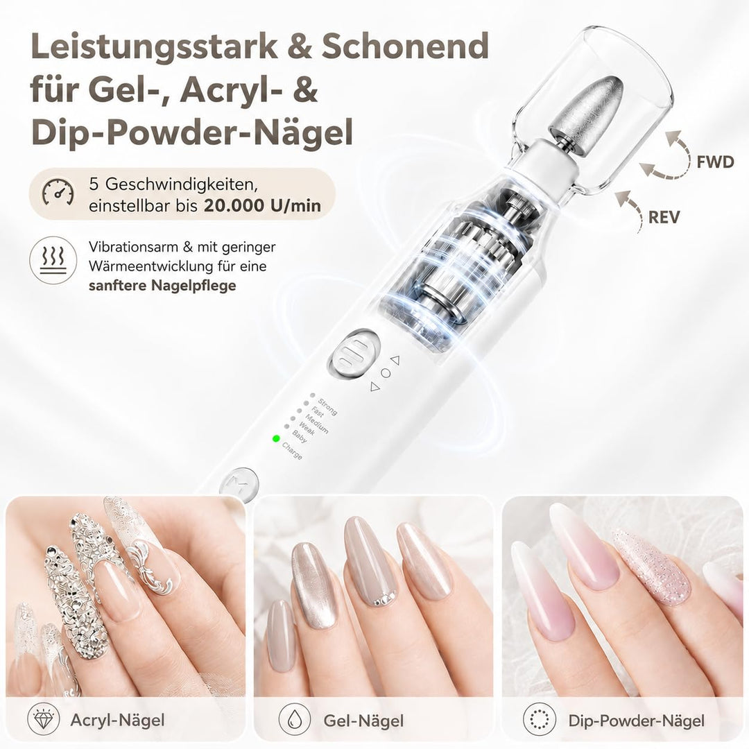 Nagelfräser Kabellose Elektrische Nagelfeile, Maniküre Pediküre Set 5 Elektrisch, Professionell Elek