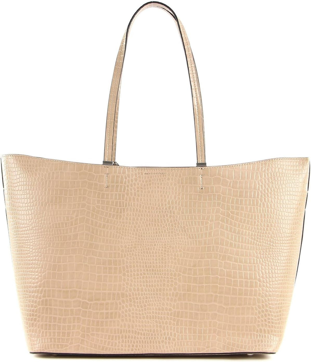 Seidenfelt Shopper Lokken mit Krokoprägung Weiss, Weiss