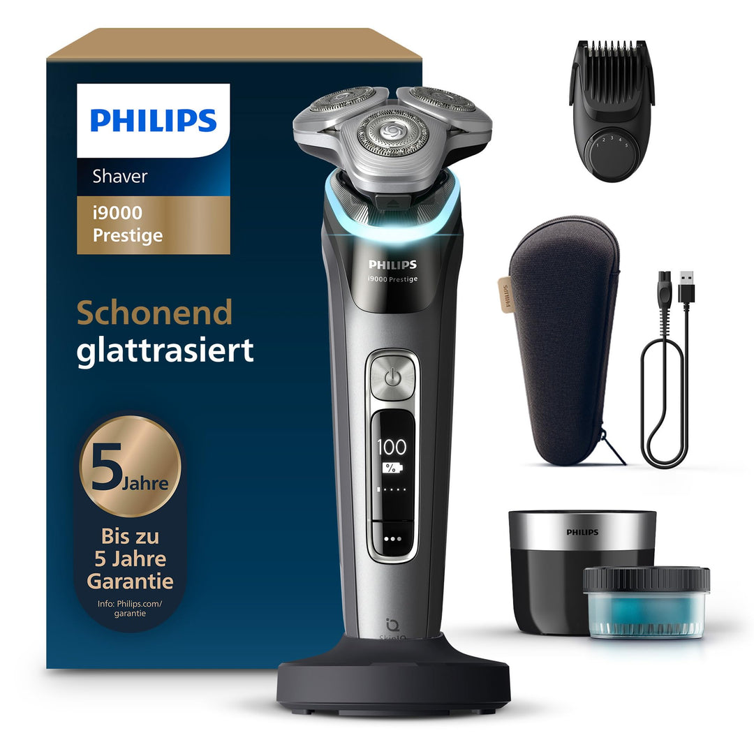 Philips Rasierer i9000 Prestige, Nass- und Trockenrasierer für Männer mit integriertem Trimmer, dunk