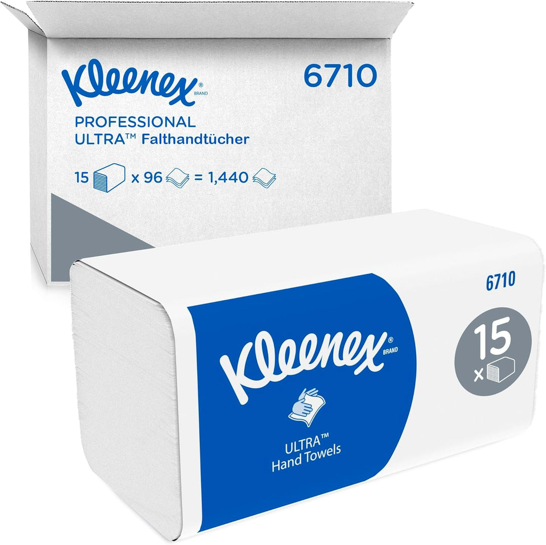Kleenex Ultra Papierhandtücher mit Interfold Faltung 6710 – 3-lagige Papiertücher mit V-Faltung – 15