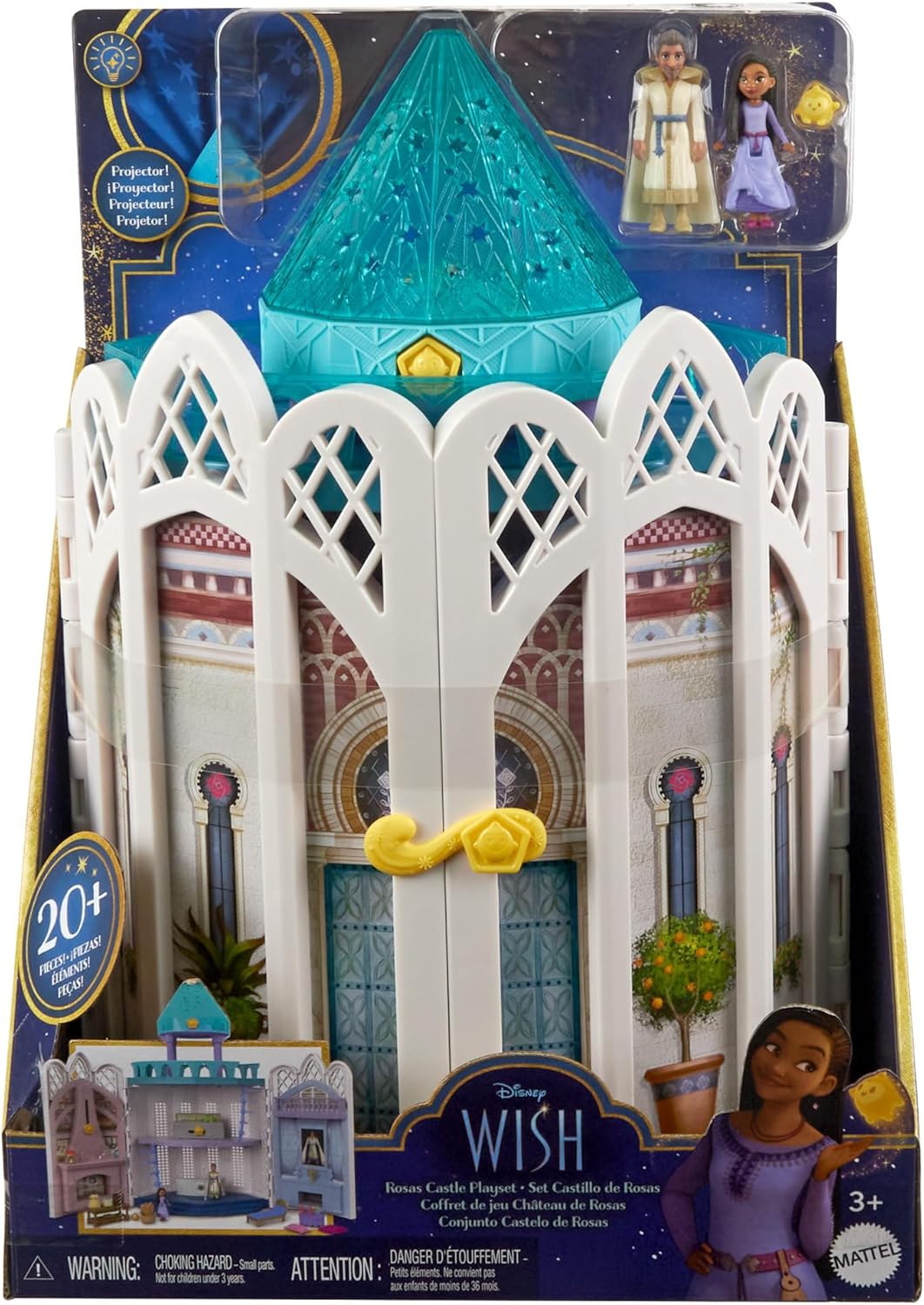 Disneys Wish Rosas Schloss Spielset, Puppenhaus mit 2 beweglichen Minipuppen, Sternenfigur und 20 Zu