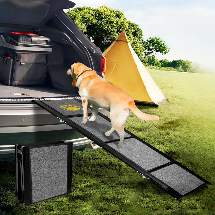 Hunderampe Auto Klappbar Extra Lang 170 cm Hundetreppe Auto mit Rutschfester Teppichoberfläche für K