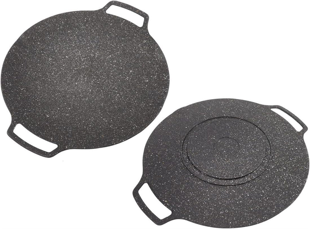 Koreanische Grillpfanne, 34 cm Eisen mit Antihaftbeschichtung, Backen, multifunktionale Herdplatte f