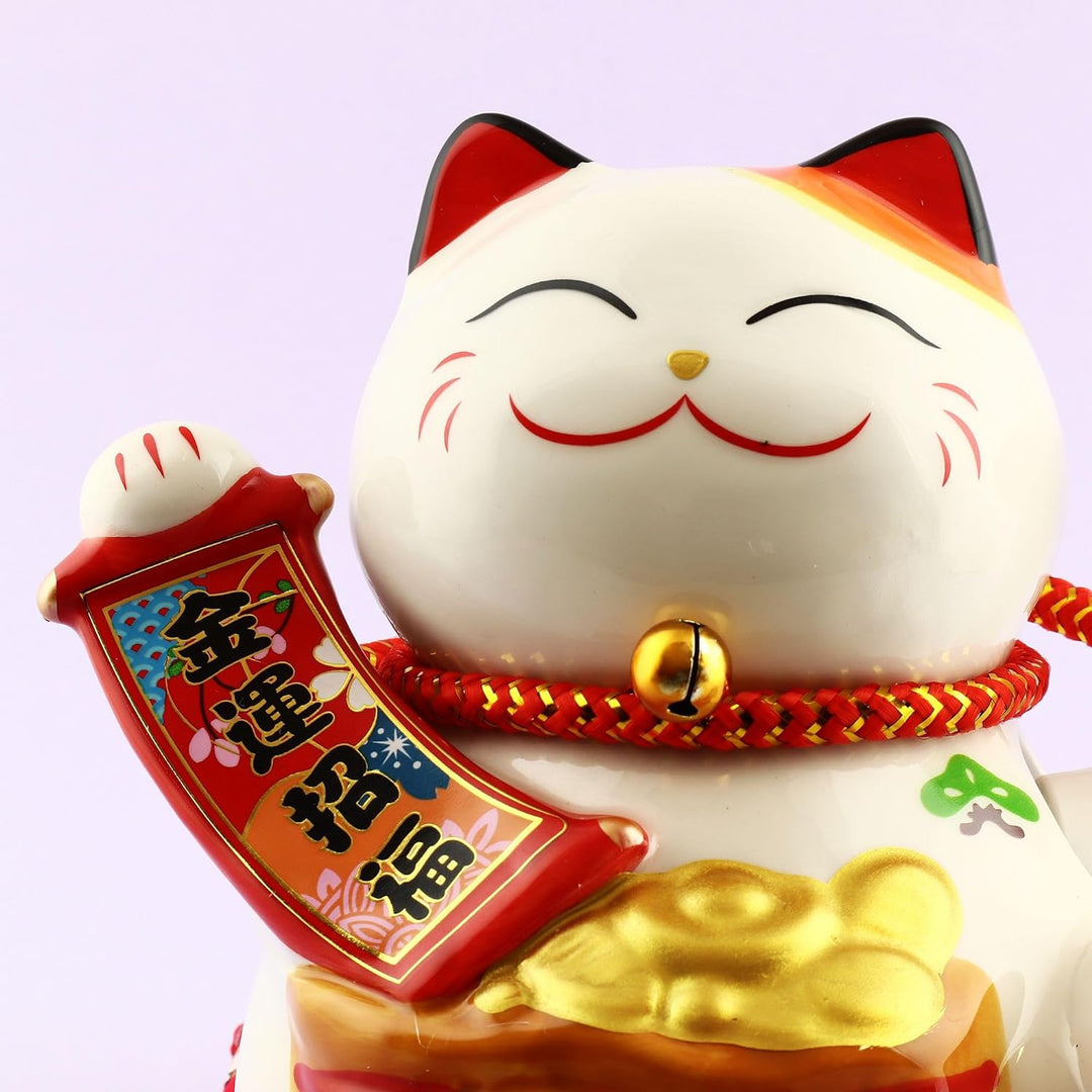 Freak Scene Superfreak Glückskatze - Maneki-Neko - Winkekatze aus Porzellan 15,5 cm weiss - Maneki N