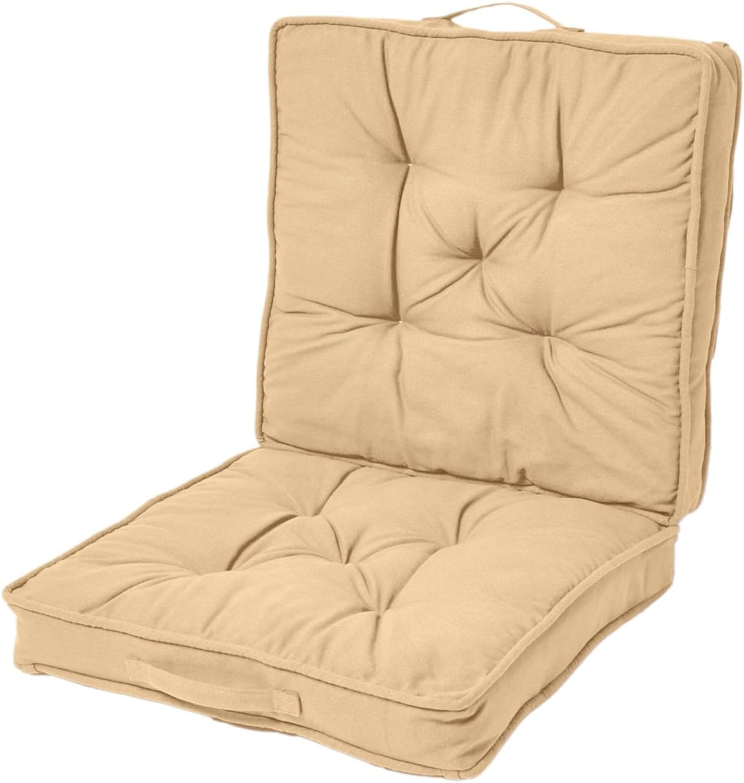 Homescapes Faltbares Reisekissen 50x50 cm beige, Auto-Sitzkissen mit Rückenlehne, Klappsitzkissen fü