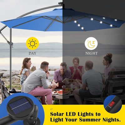 RELAX4LIFE Sonnenschirm Ø300cm, Ampelschirm Solar LED Beleuchtung, Gartenschirm mit Kreuzbasis, eins