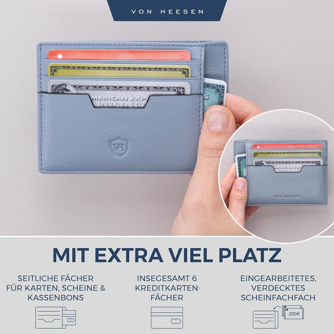 VON HEESEN® Echtleder RFID Kartenetui aus Nappa-Leder - 9 Fächer - Querformat Kreditkartenetui für D