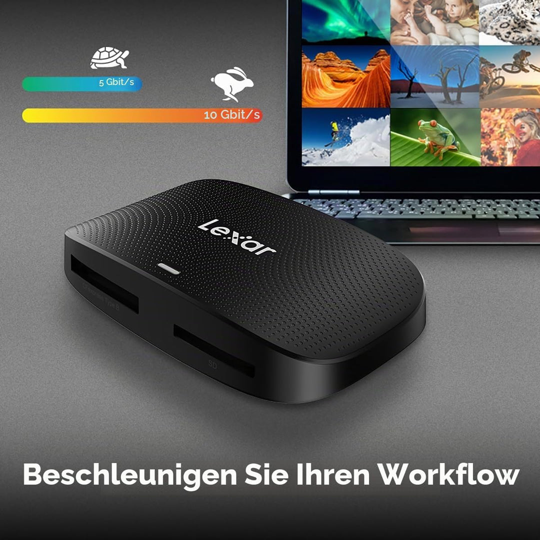 Lexar Professioneller CFexpress Typ B/SD USB 3.2 Gen 2 Leser, Übertragungsgeschwindigkeiten bis zu 1