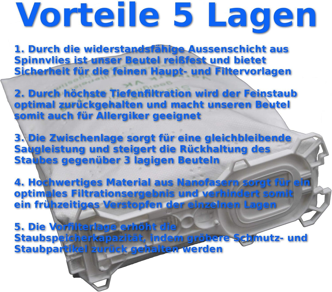 24 Staubsaugerbeutel kompatibel mit Vorwerk Kobold VK 135 136 135SC VK135 VK136 FP135 FP136 FP135 SC