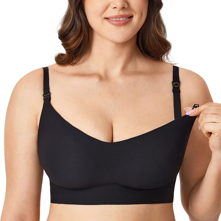 MOMANDA Damen Still BH ohne Bügel Nahtloser Schwangerschaft BHS Soft Grosse Brüste Schlaf BH mit Abn