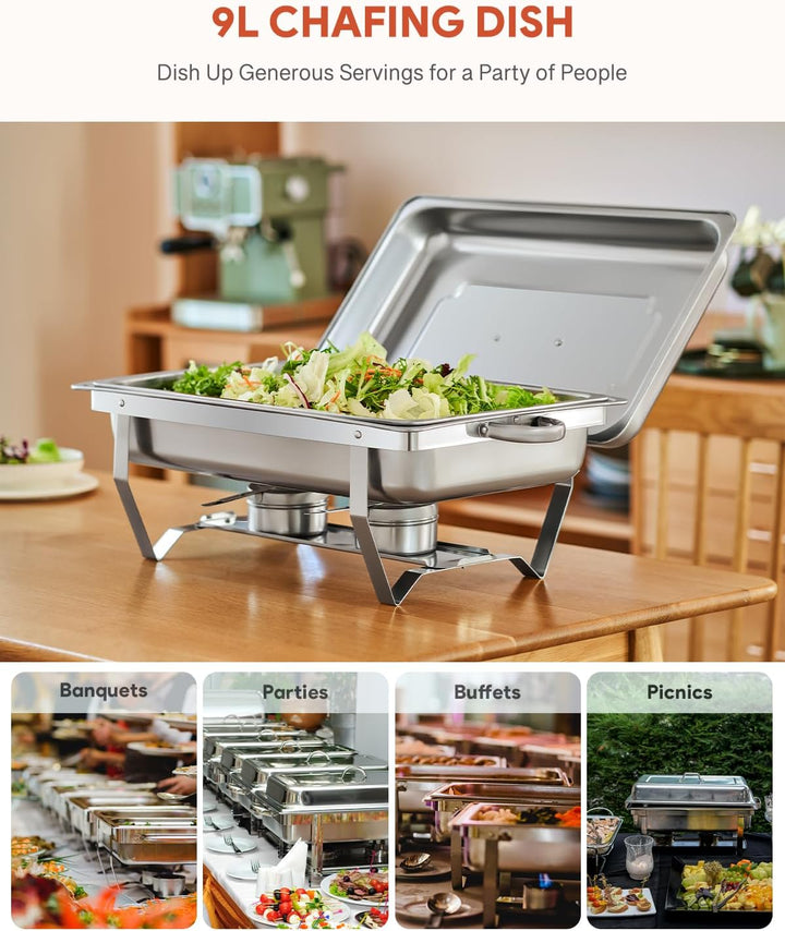 Wilprep Chafing Dish Edelstahl Buffet-Set Warmhaltebehälter Speisenwärmer Wärmebehälter Rechaud für