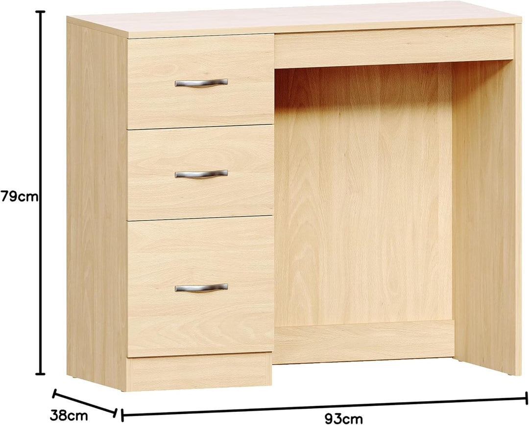 Vida Designs Riano Schminktisch aus Kiefernholz, 3 Schubladen, Schlafzimmermöbel, Kiefer, H 79 x W 9