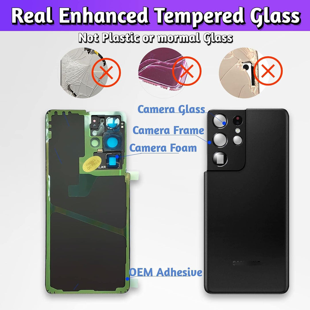 LUVSS Akkudeckel für Samsung Galaxy S21 Ultra SM-G998B Rückseite Glas Deckel Original Backcover Ersa