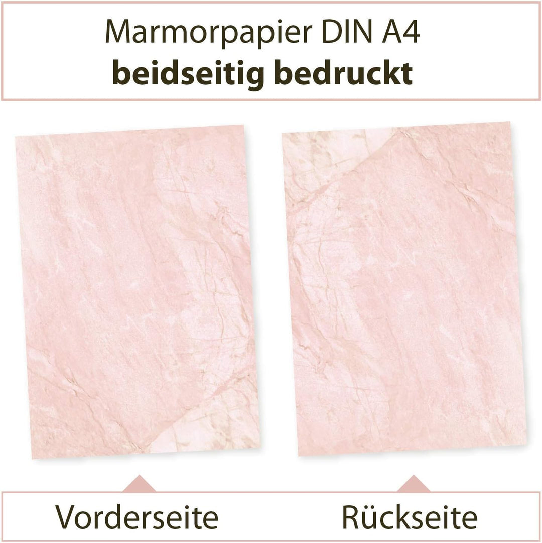Strukturpapier Marmor Rot (250 Blatt) BEIDSEITIGES Strukturpapier, Briefbogen DIN A4 fein marmoriert