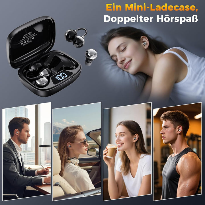 LESUN Open Ear Kopfhörer 5.4, Schlafkopfhörer für Seitenschlaf mit HiFi Deep Bass, Ultra kleine Ohrh