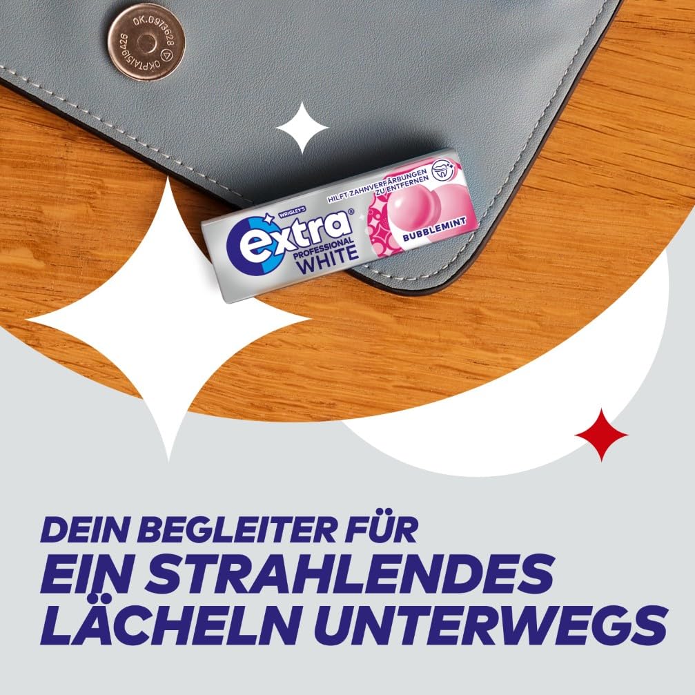 Extra Professional White Bubblemint, Zuckerfreier Kaugummi, Multipack mit 30x10 Dragees, Für frische