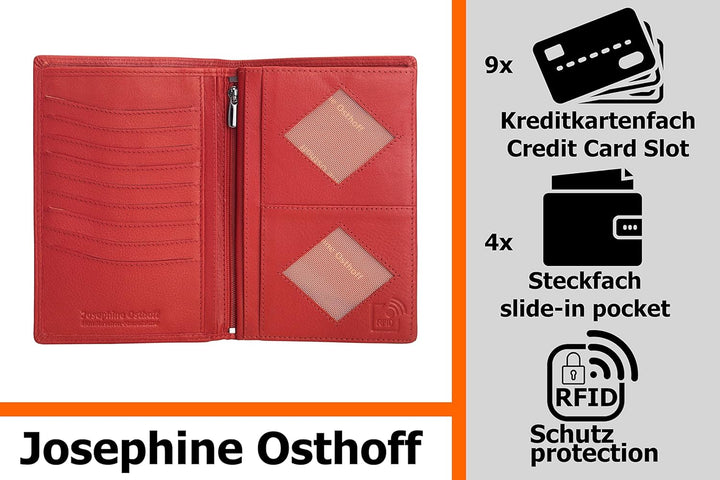 Josephine Osthoff Brieftasche Herren Leder Ausweisetui Reisepasshülle Hochformat Ausweishülle Damen