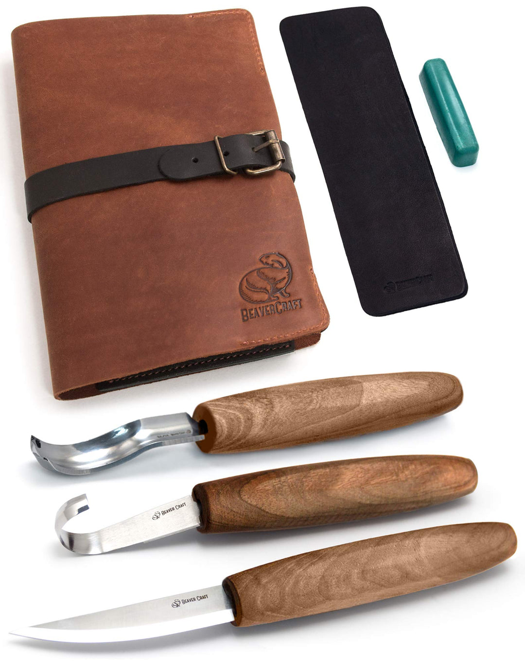 BeaverCraft Löffel-Schnitzwerkzeug-Set S14x Deluxe – Löffel-Schnitzmesser Hakenmesser Schnitzmesser-