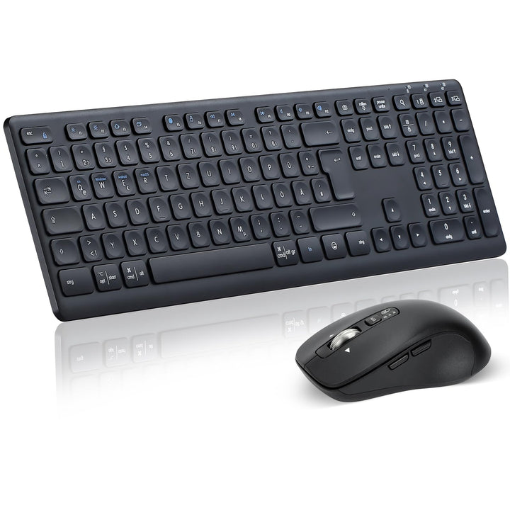 M9300 Kabelloses Tastatur Maus Combo, 2-in-1 USB Empfänger und Zwei Bluetooth, 18-Monate Batterielau