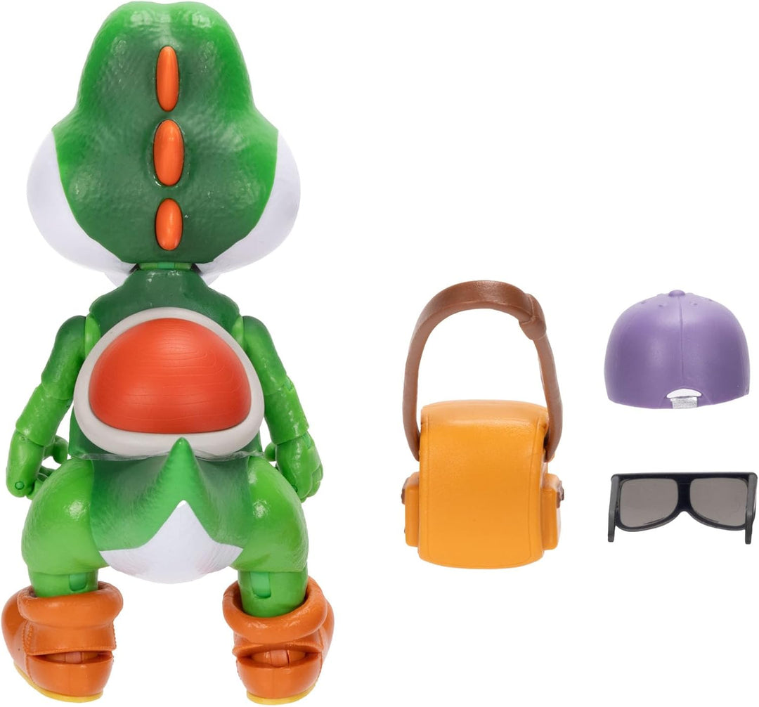 Super Mario Galaxy Movie – 13 cm Figurenserie – Yoshi-Figur mit Hut, Sonnenbrille und Tasche