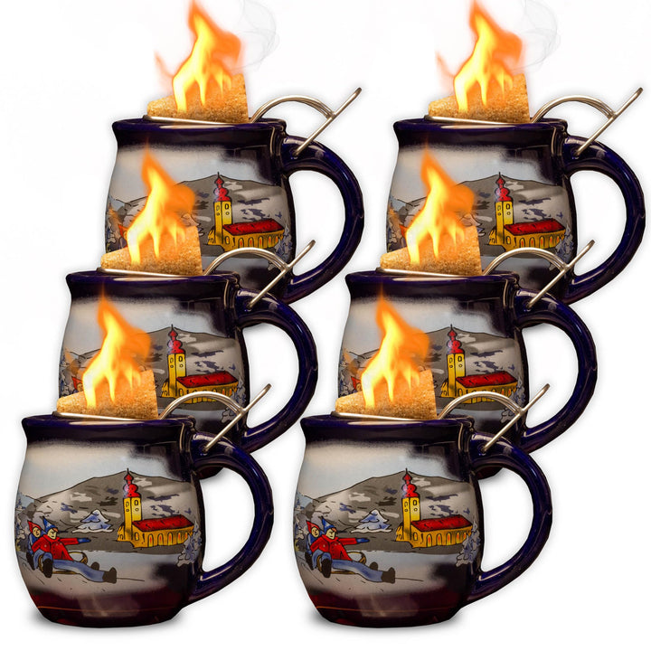 Feuerzangentasse 6er im Karton, Blau/Winter - für Feuerzangenbowle Blau / Winter, Blau / Winter